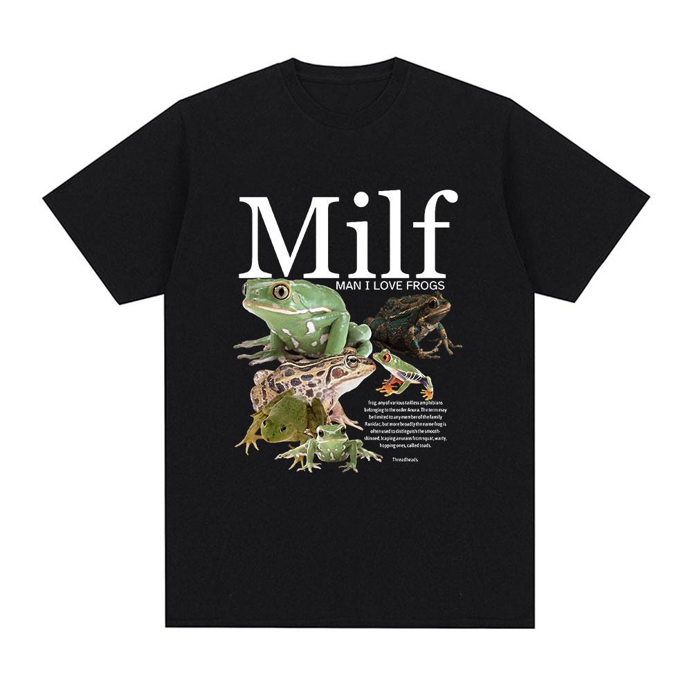 Comfortable season Ik Hou van Kikkers T-shirt Grappige Kikker Amfibie Liefhebbers Vintage Unisex T-shirts Vrije Tijd Heren Katoen Oversized Korte Mouw Unisex Tops M