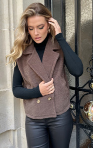 The Musthaves Soft Oversized Button Gilet Choco
