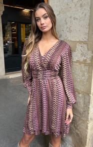 Jurkjes Glitter Jurk Met Smocked Taille Mutilcolor