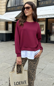 Jurkjes Layered Look Trui Met Blouse Burgundy