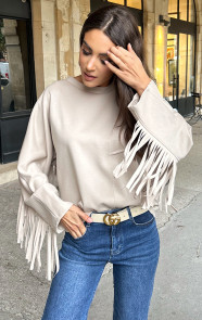 Jurkjes Detailed Fringe Trui Beige