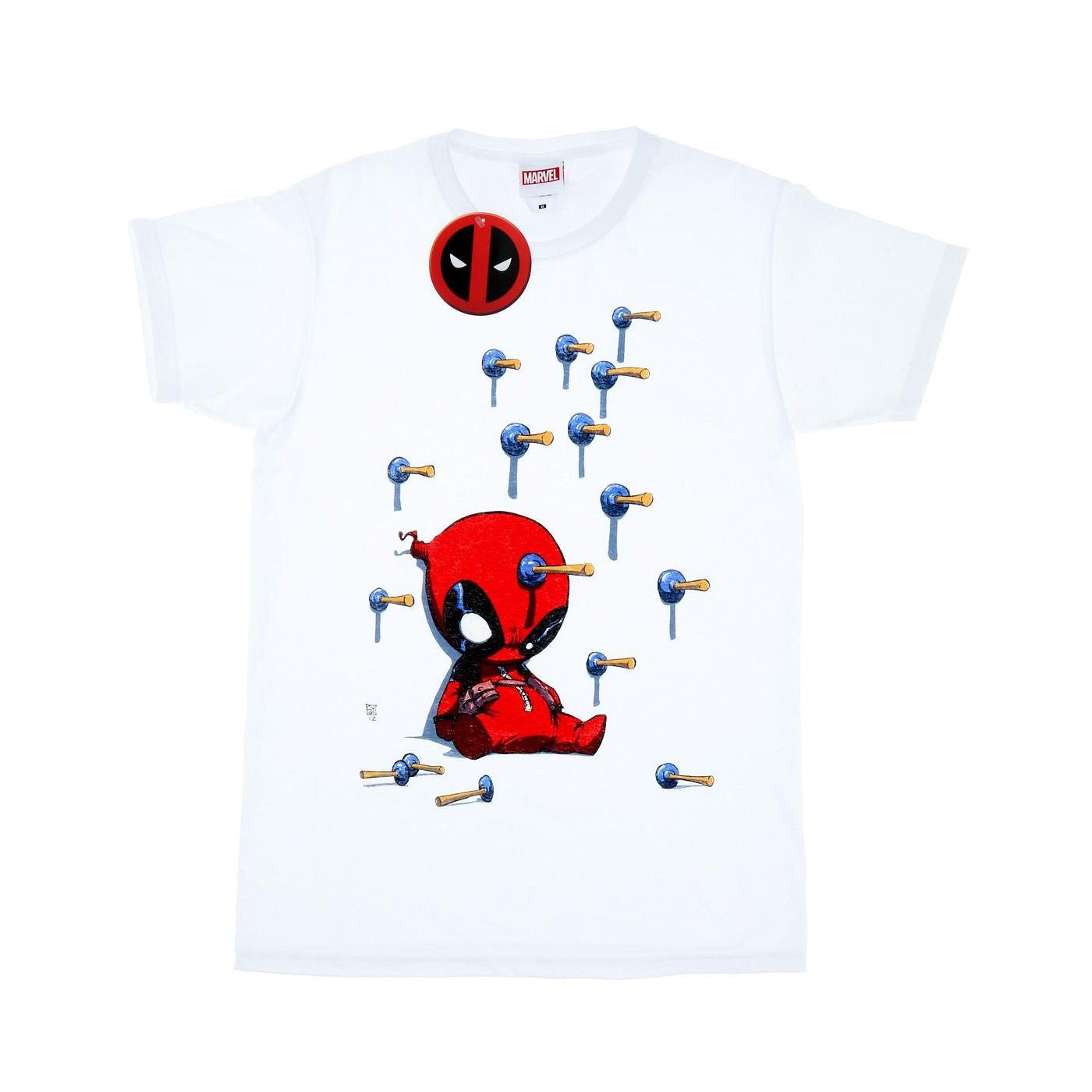 Marvel Deadpool Cartoon knock-out T-shirt voor heren S wit