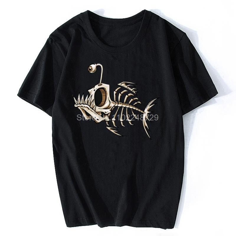 HerSight Cotton Bonefish Skull Deep Sea Fish Skeleton Funny Fisherman Angler T-Shirt Cotton O-Neck Short Sleeve Men T Shirt Oversize Streetwear M