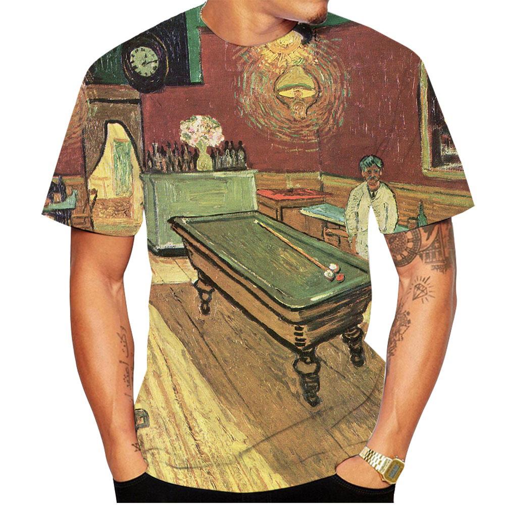 WowClassic Summer Round Neck 3D Van Gogh Art Print Top Fashionable Casual Short Sleeved Men's T-shirts 3XL