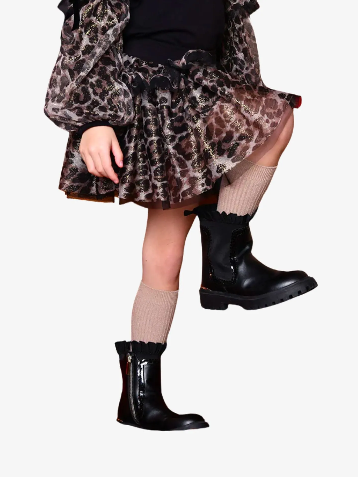 Angels Face Meisjes rok georgian tulle leopard zwart