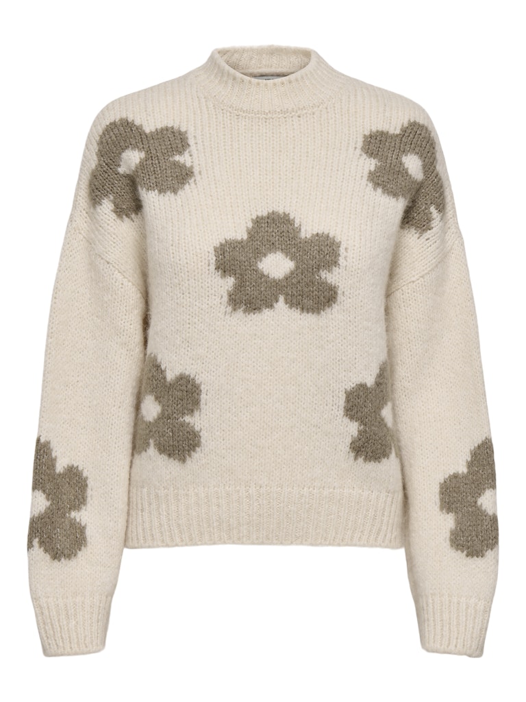 Jacqueline de Yong Jdykilian flower ls pullover knt ecru dessin