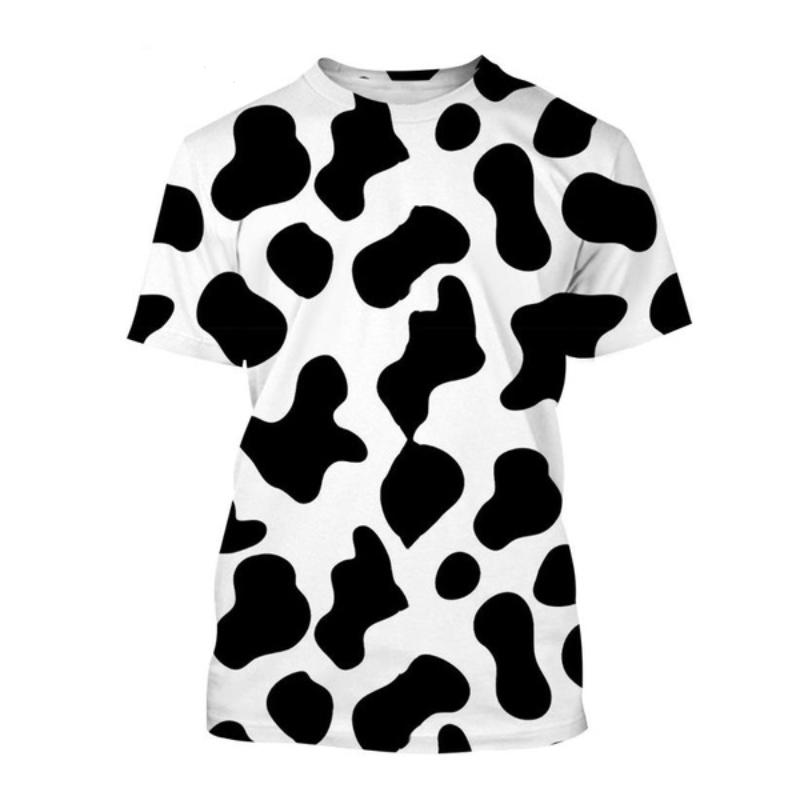 Chengyu Mode Koe Patroon 3D Print Casual Dier Korte Mouw Persoonlijkheid Heren Shirt Hip Hop Ronde Hals Kinder Top T-shirt S