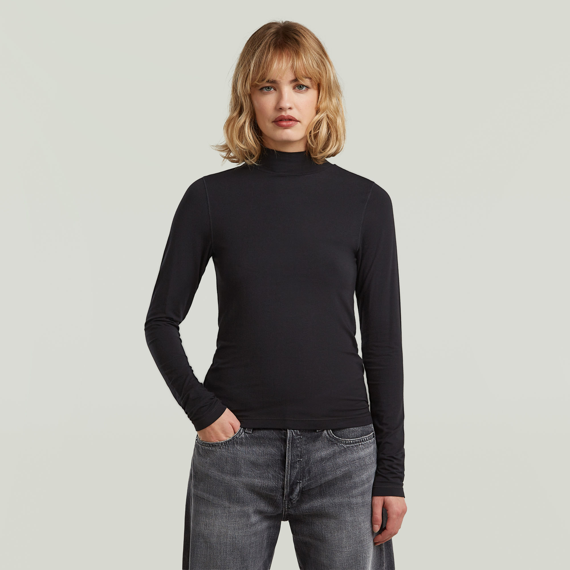 G-Star RAW Mock Slim T-shirt - Zwart - Dames