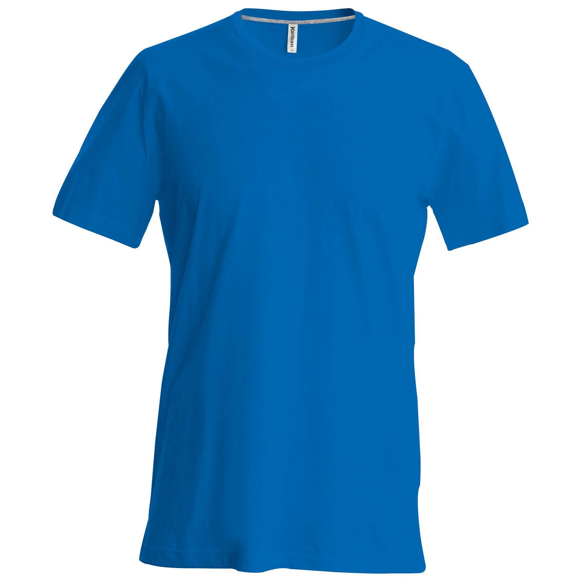 Kariban heren slim fit T-shirt met korte mouwen en ronde hals M koningsblauwe kleur