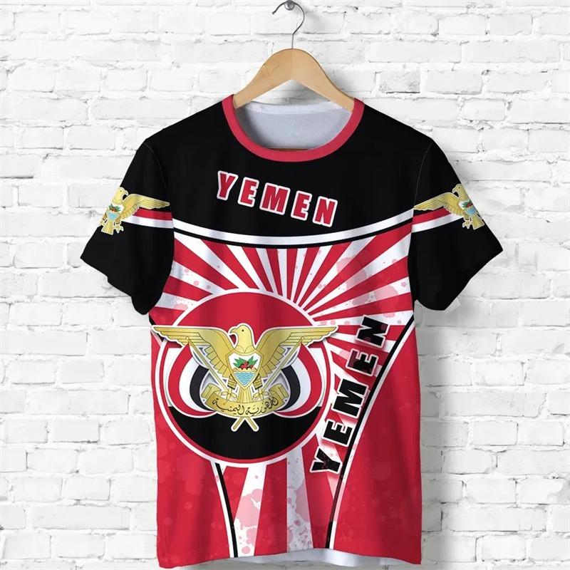 Xuhaijian02 Yemen Men's T-shirts Casual Loose Round Neck Yemeni YE Flag Short Sleeve Tees Tops Men Clothing Oversized Tee Shirts Streetwear M