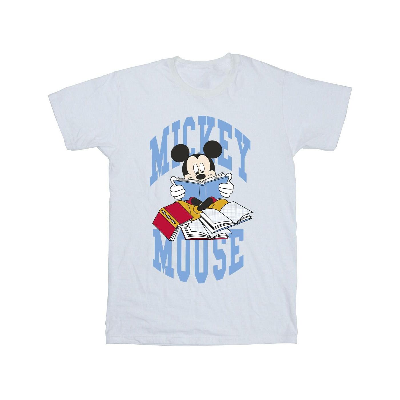 Disney Mens Mickey Mouse Reading Books Cotton T-Shirt S wit
