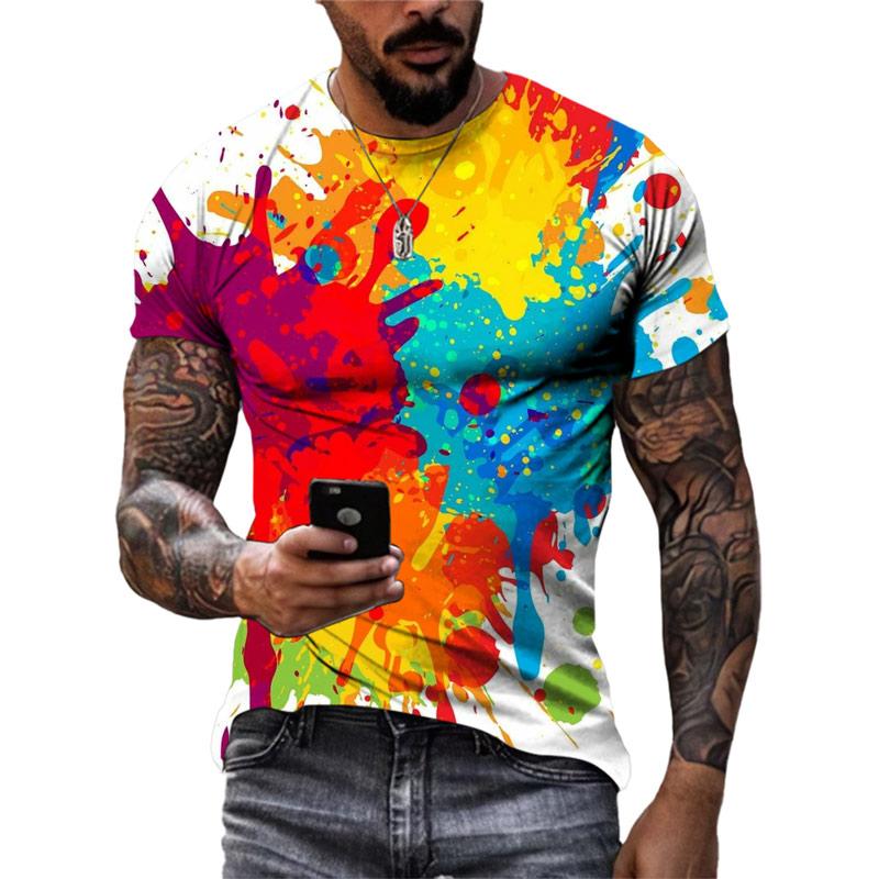 ETST WENDY 05 Zomer Nieuwe Mode Kleur Graffiti Mannen T-shirt 3D Trend Persoonlijkheid Hip Hop Harajuku Afdrukken Ronde Hals Korte Mouw Tees tops 6XL