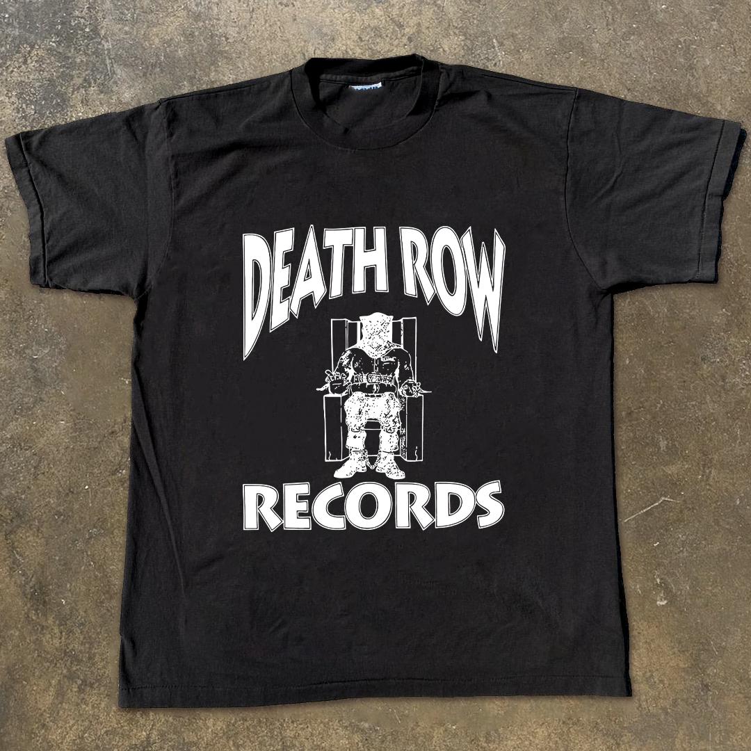 ZheXiong TEE DEATH ROW RECORDS Short Sleeve Hip Hop Rap Baggy Men's Cotton Crew Neck T-shirt Men Clothes Fashion Loose Tops Breathable Tee XL