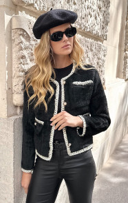 The Musthaves Chique Soft Button Jacket Zwart