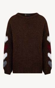 The Musthaves Cozy Hearts Sweater Choco