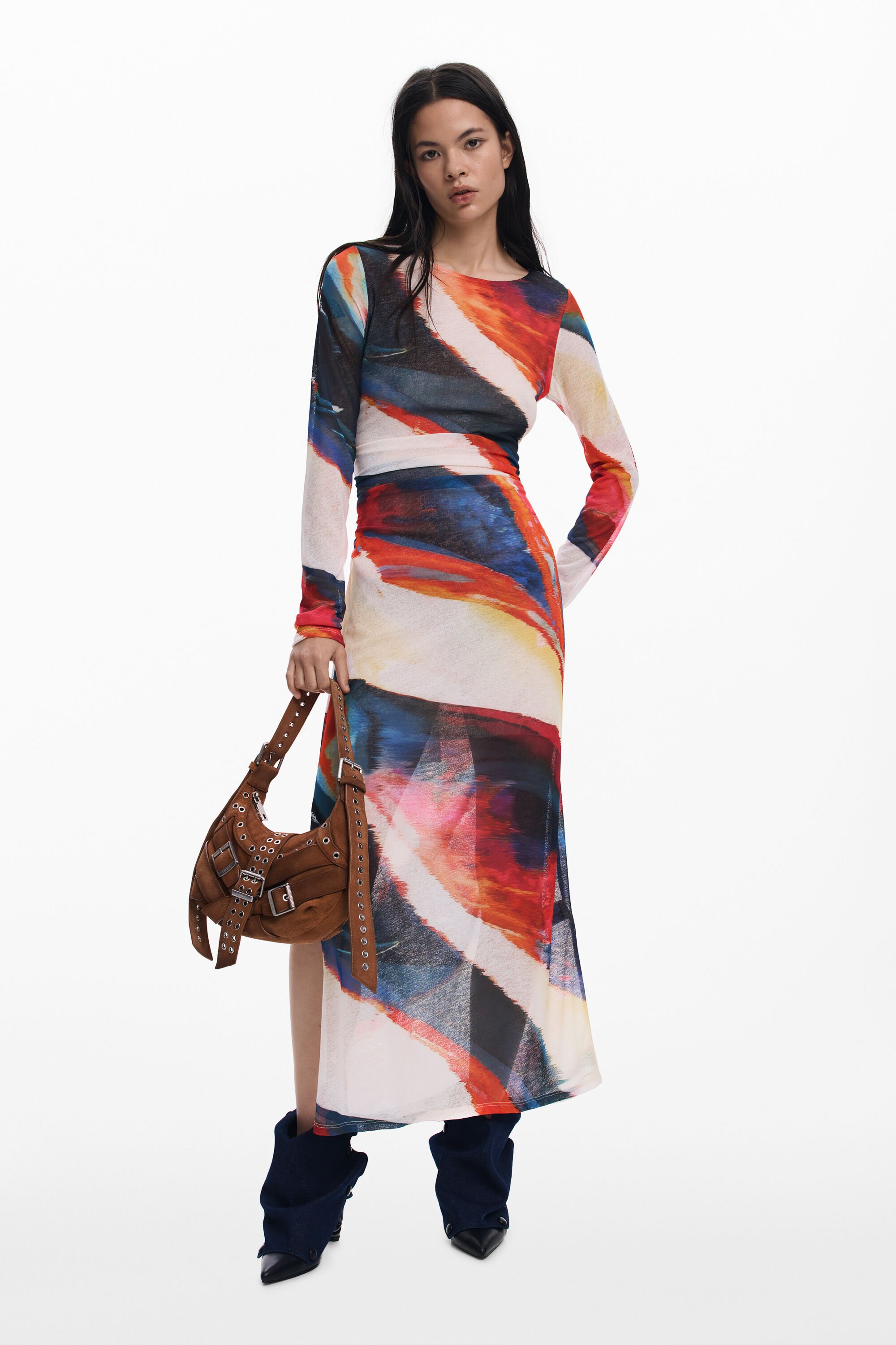 Desigual Lange jurk met golven - RED