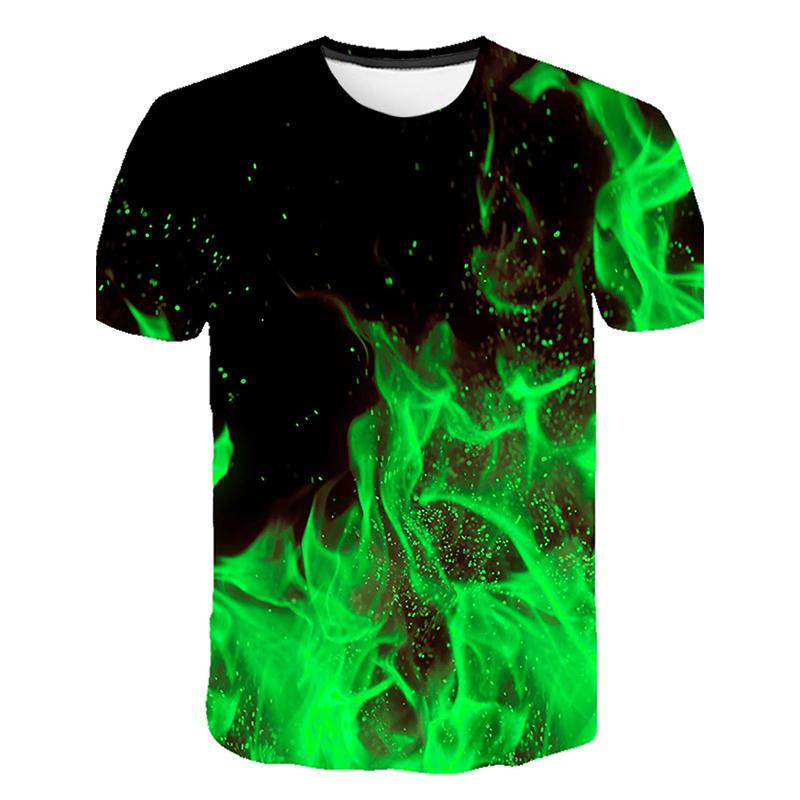 Happy Show Nieuwe zomer herenmode T-shirt persoonlijkheid blauwe vlam gedrukt heren T-shirt top 6XL