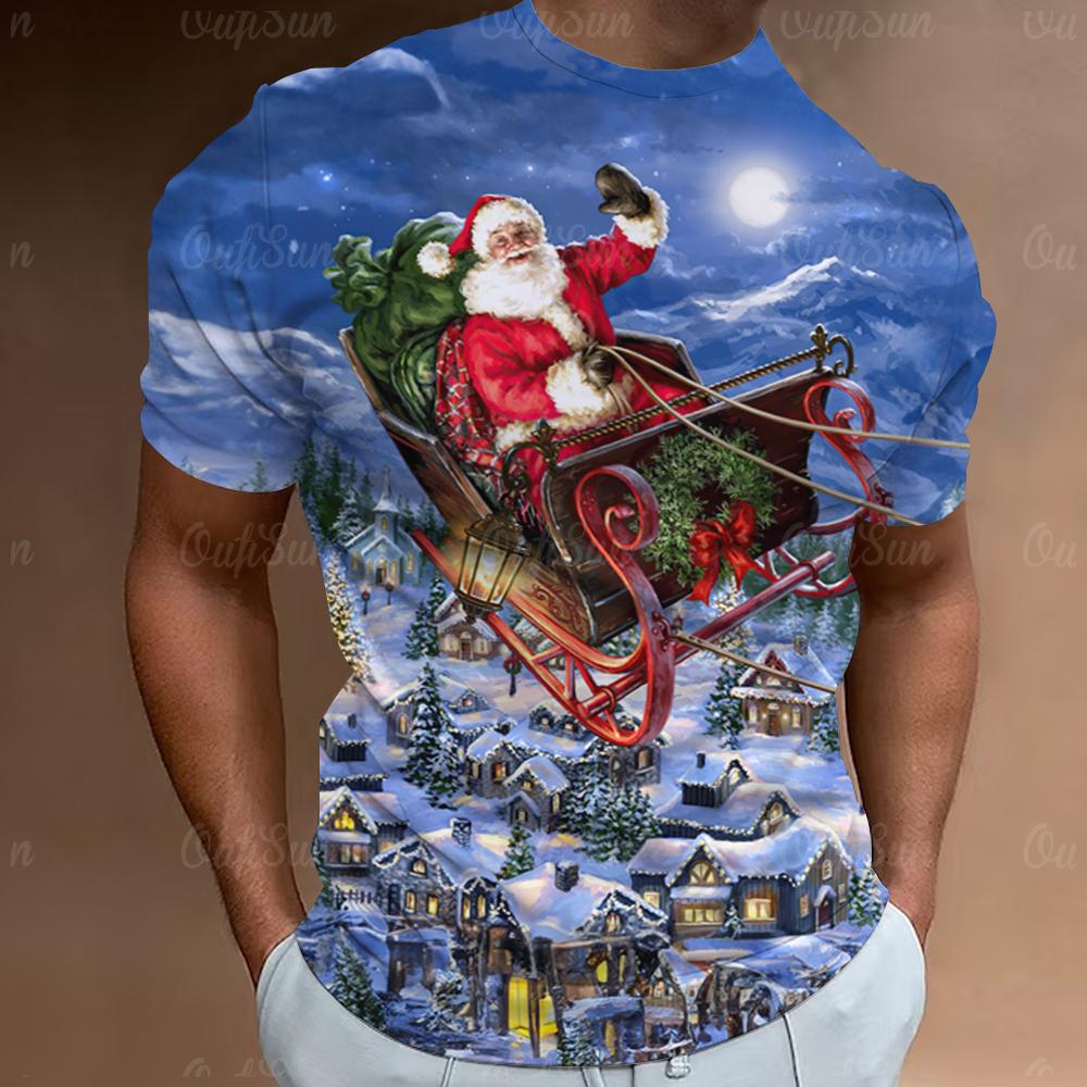 ETST WENDY 005 Christmas T-Shirt Santa Claus Print Short Sleeve Men T-Shirt Festival Clothing Casual Tops Loose Oversized T Shirts For Men Tees 2XL