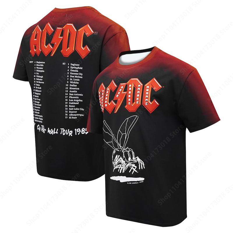 Huiteng Men's and women's crew neck short sleeve T-shirt AC/DC 3D printed pop Rock street casual top New summer fashion XL