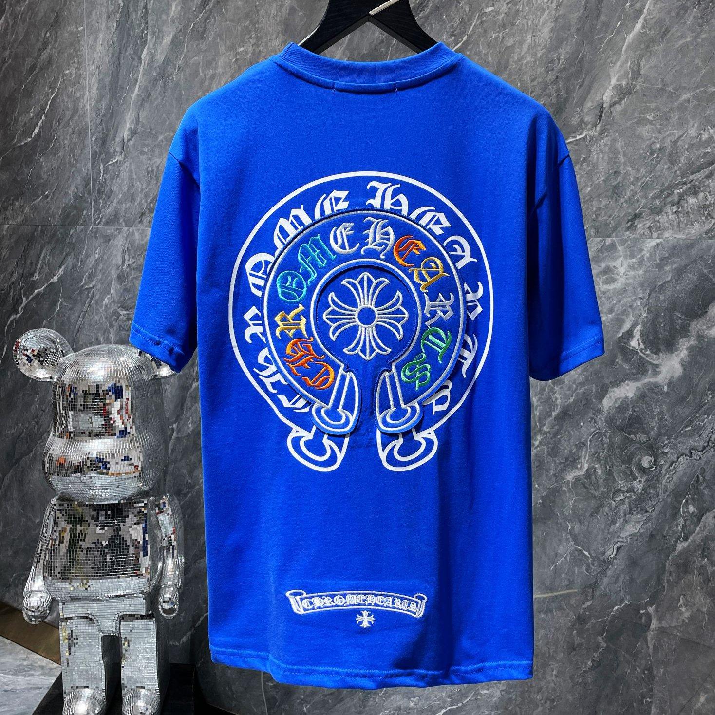 Chrome Hearts 8719  2025 Zomer Nieuw Hoge Kwaliteit Katoen Ronde Hals Losse Grote Maat Heren- en Dames T-shirt Koppel T-shirt S