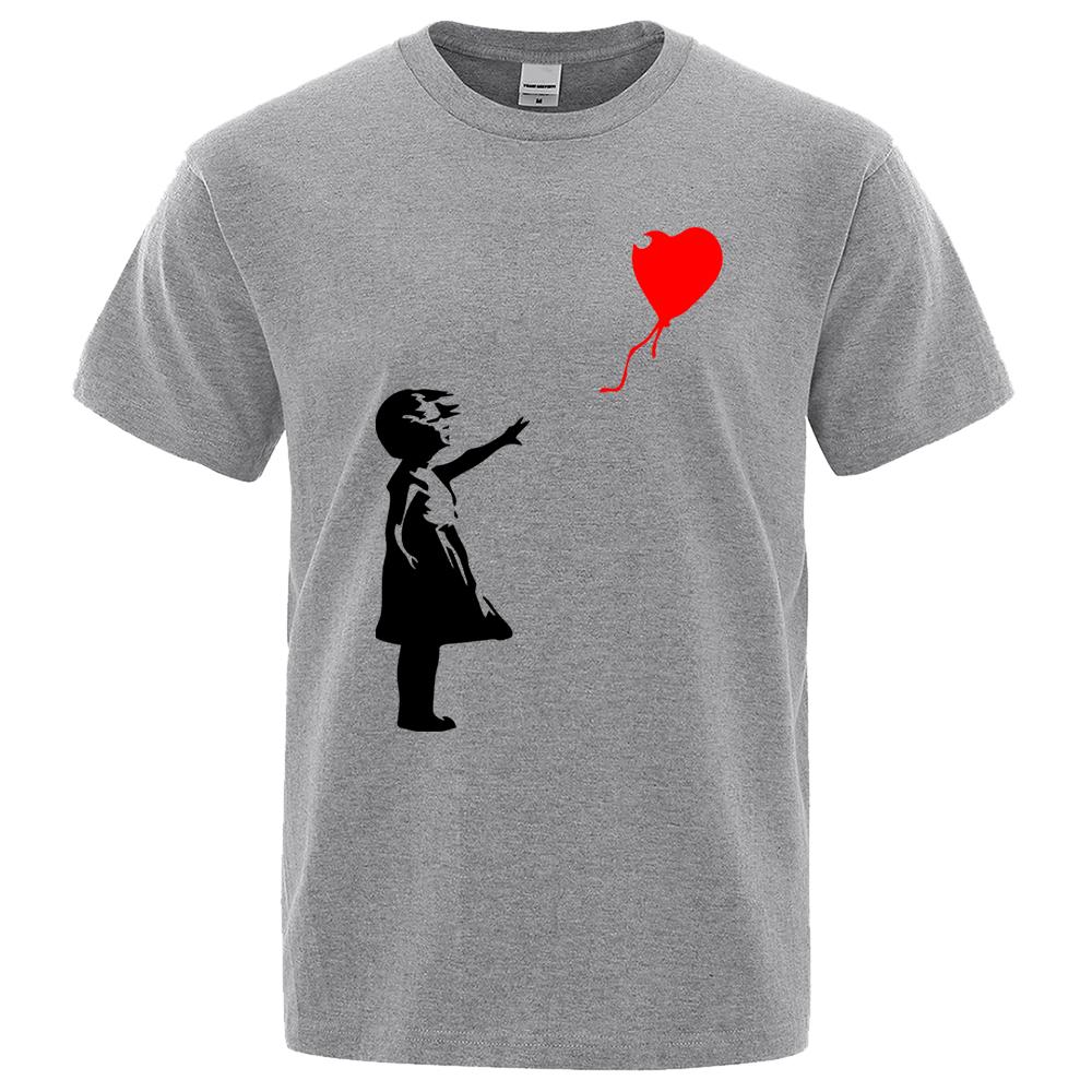 Xuhaijian02 2024 Zomer Nieuwe Ballon Grappige Print Herenmode Casual Kleding Katoen Ademend Korte Mouw O-hals Comfortabele Streetwear S
