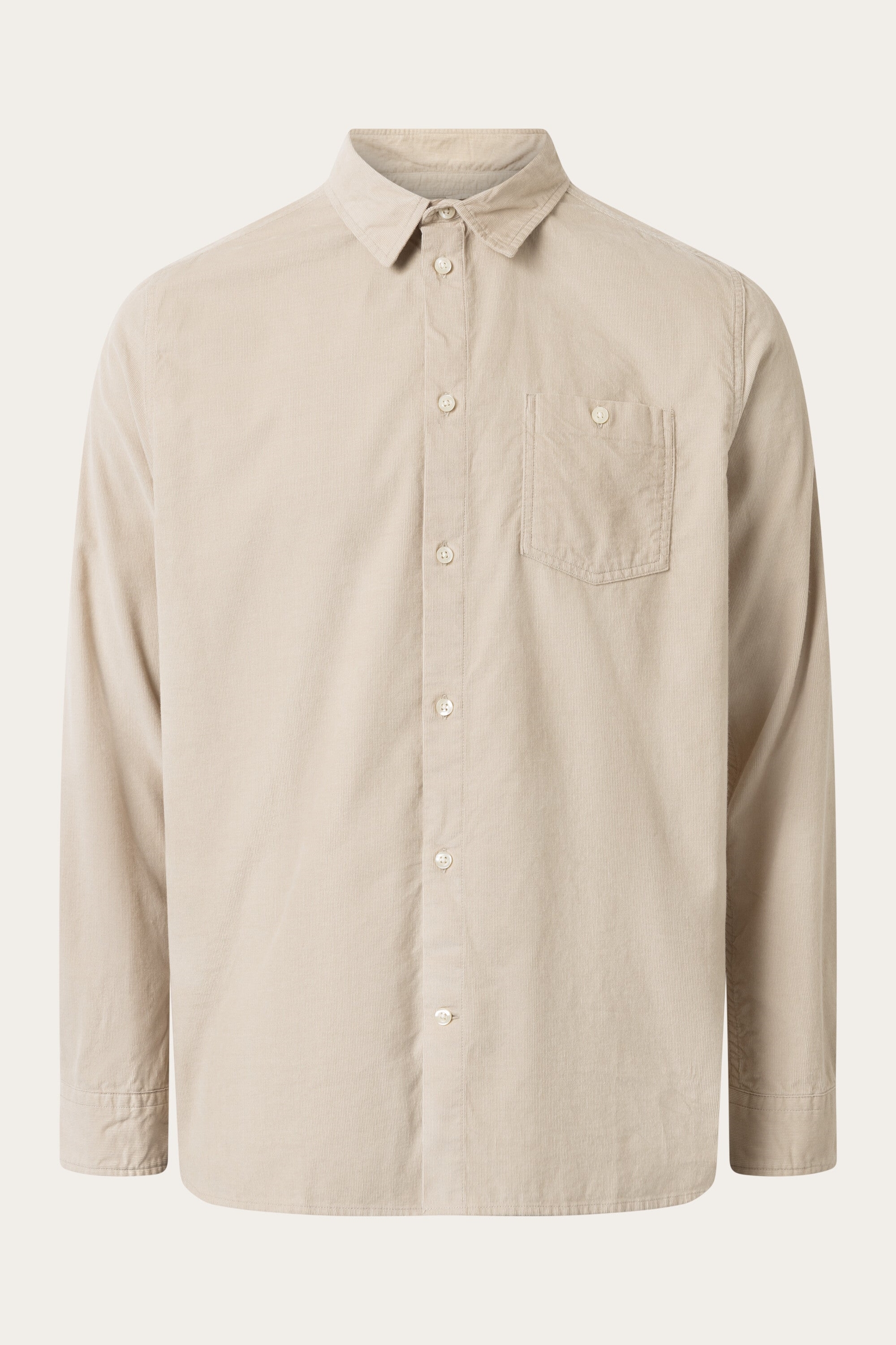 KnowledgeCotton Apparel Herren vegan Hemd Regular Corduroy Light Feather Gray