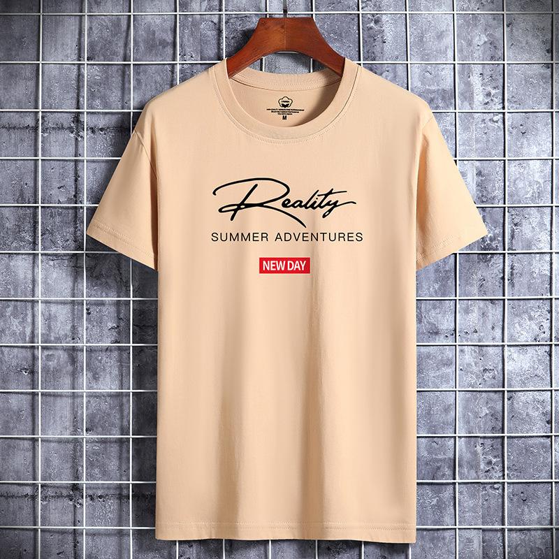 GMXIA Men T-shirt QICED Katoenen T-shirt met korte mouwen Herenmode Losse shirt met halve mouwen Bedrukt meelevend shirt XXXXXXL kaki