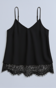The Musthaves Satin Lace Top Zwart