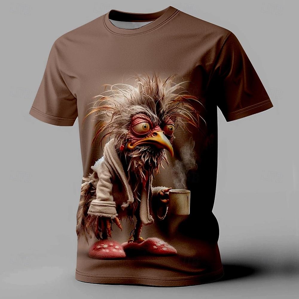 Chaokebang Grappige heren T-shirt Animal Chicken 3D Print Korte mouwen T-shirts Oversized T-shirts voor herenkleding Zomer Street Casual T-shirt XL