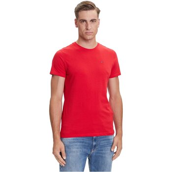 TOMMY JEANS T-shirt TJM ESSENTIAL SOLID TEE met ronde hals en subtiele logo-vlag