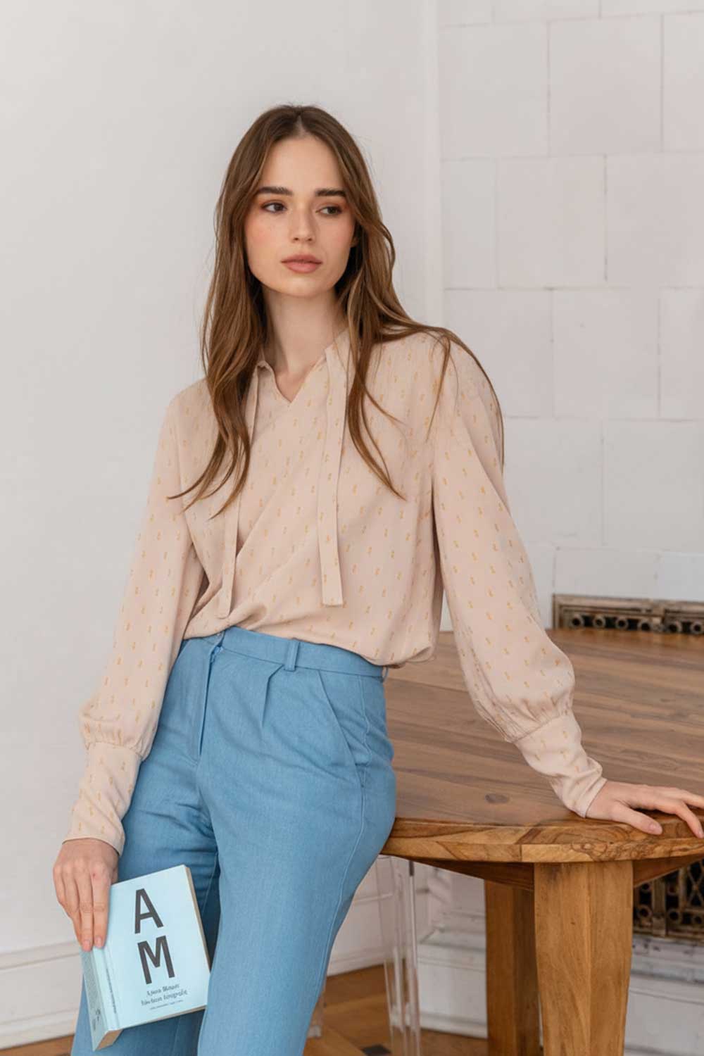 WiDDA Damen vegan Bluse Banda Beige/Gold