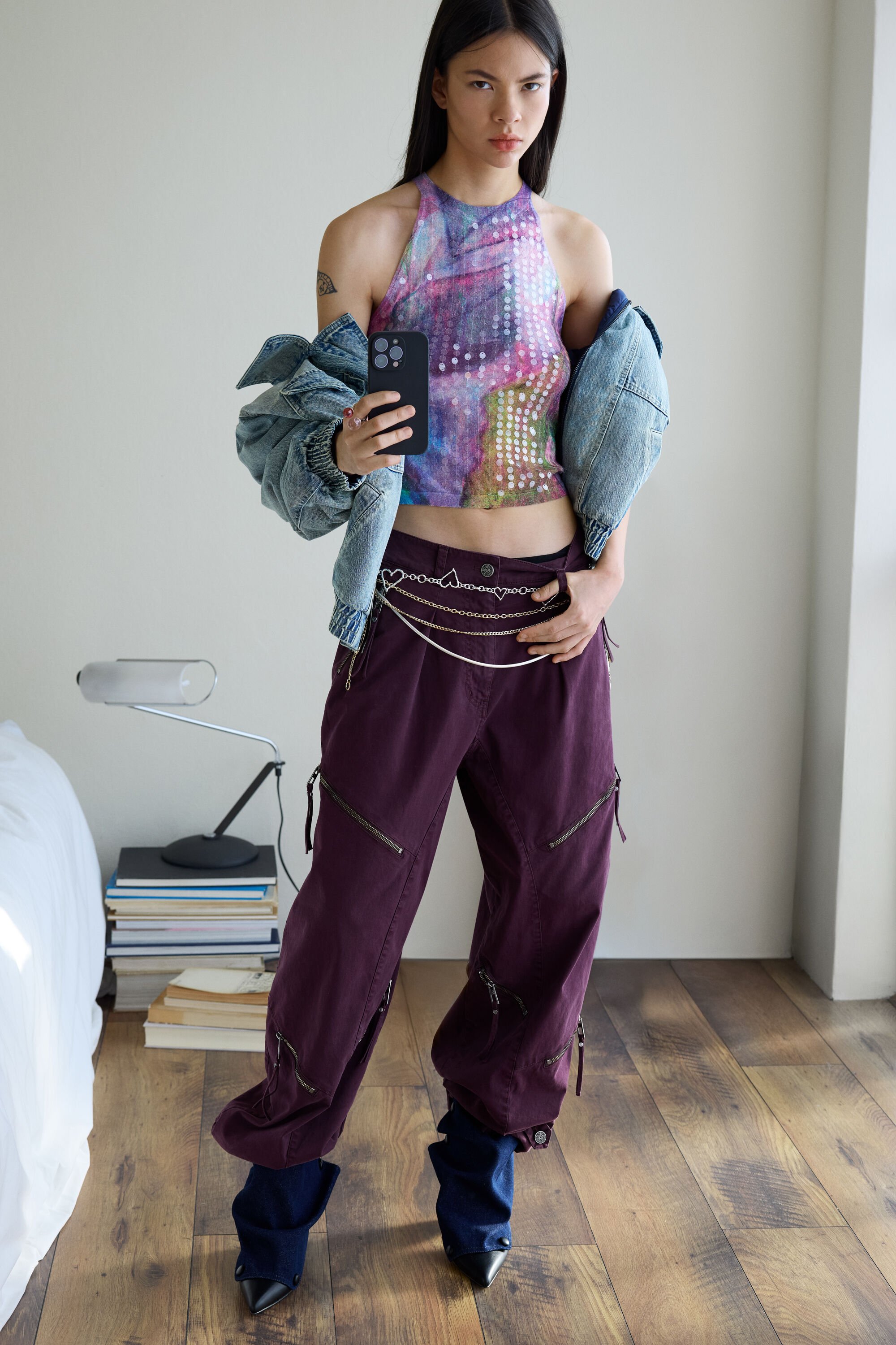 Desigual Halter T-shirt met pailletten - RED