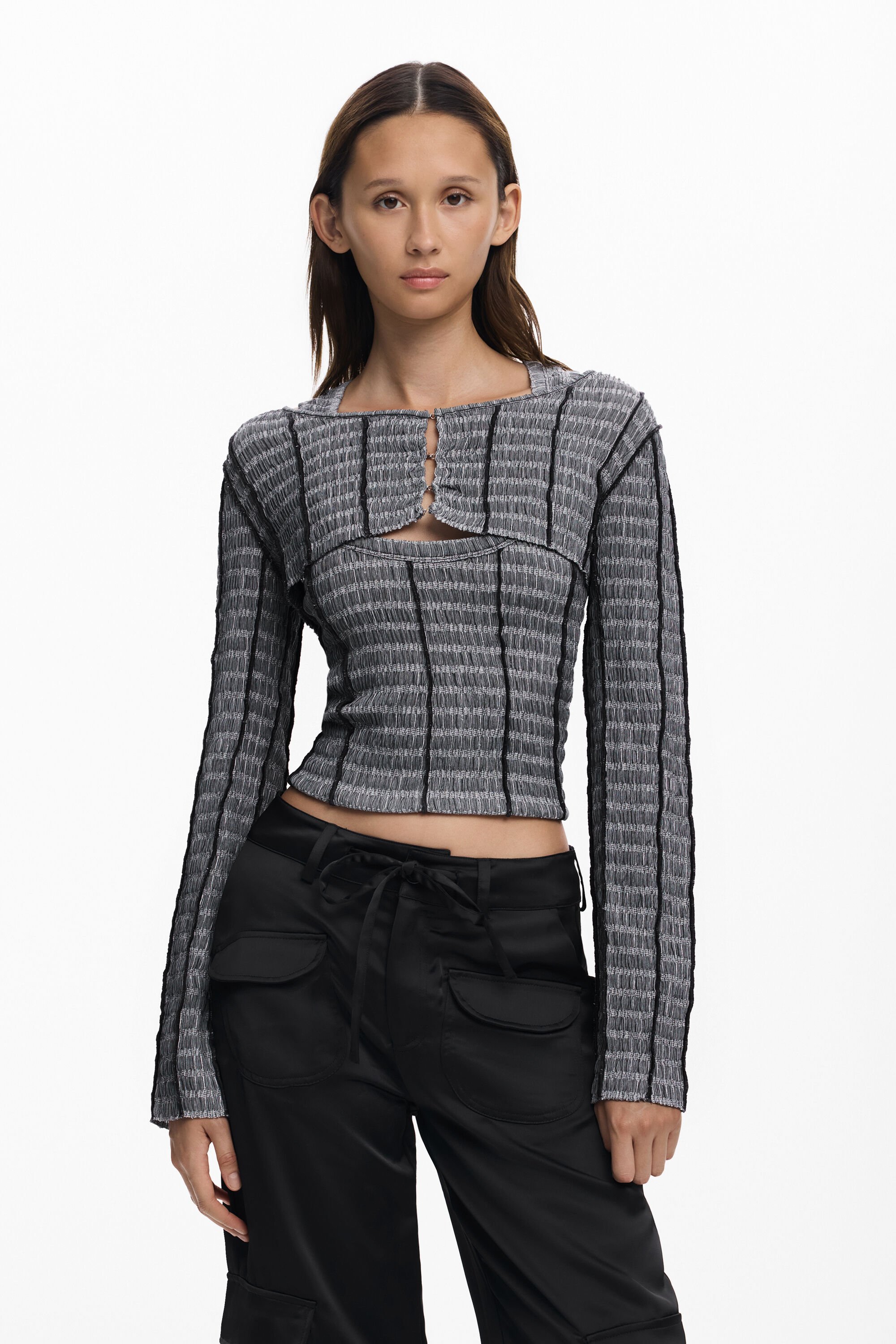 Desigual T-shirt met afneembare textuur - BLACK