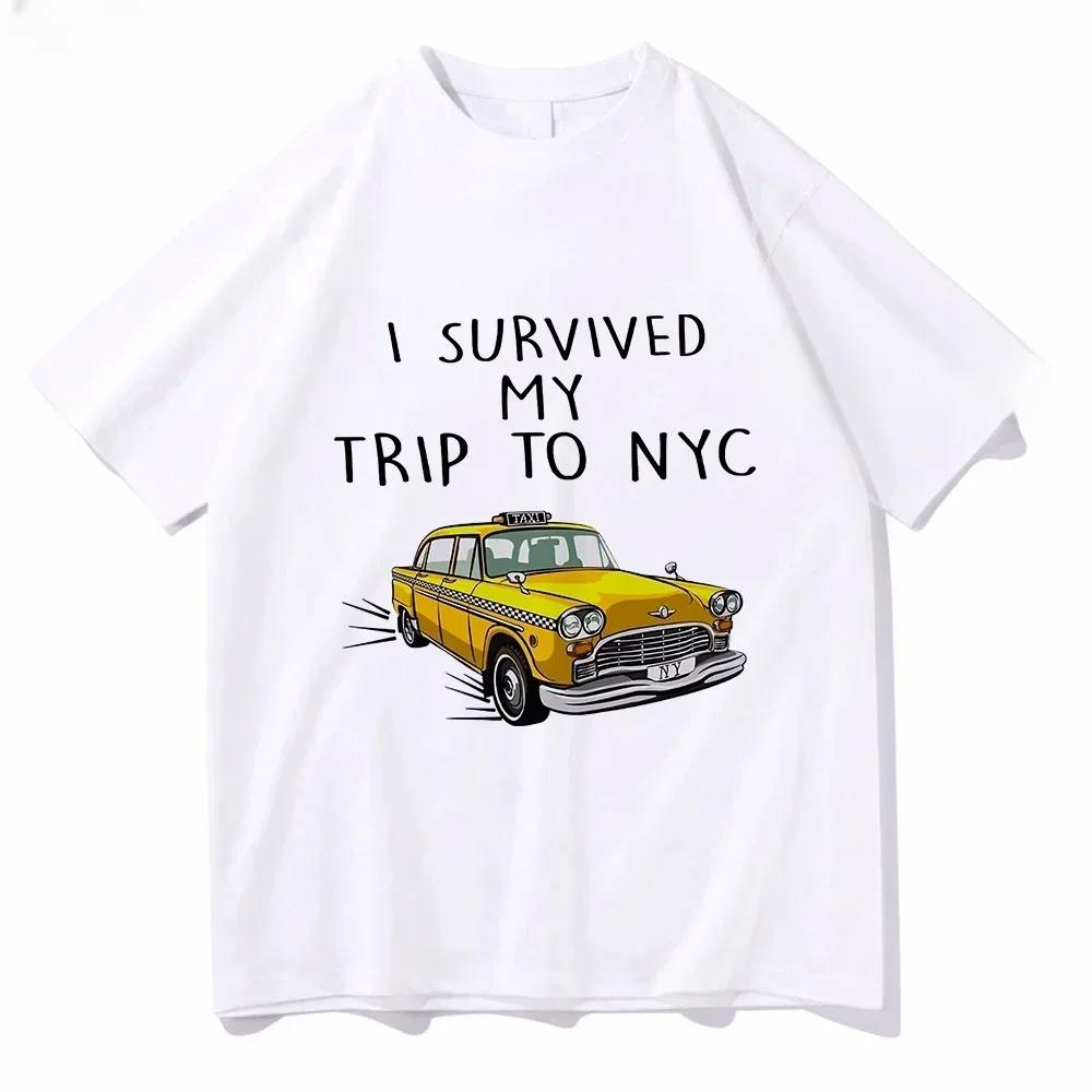 The best product for you Men Tom Same Style Tee Shirt I Survived My Trip To NYC Print Top Casual Cotton T Shirt Unisex Fashion Telekinesis Tshirt L zwart