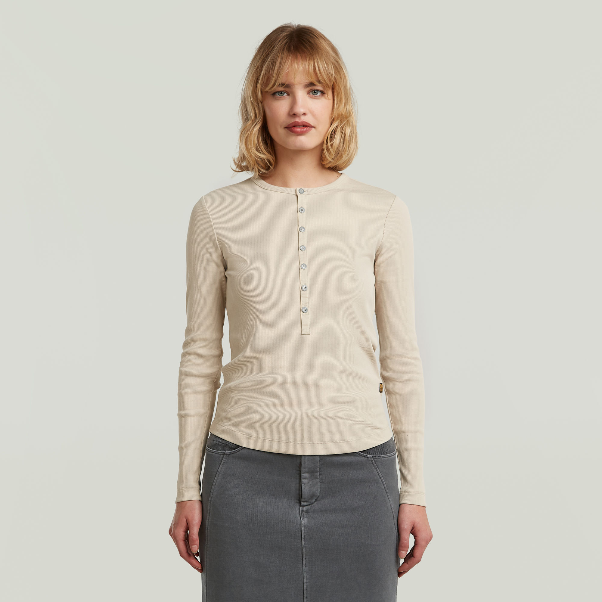 G-Star RAW Henley Slim T-shirt - Beige - Dames