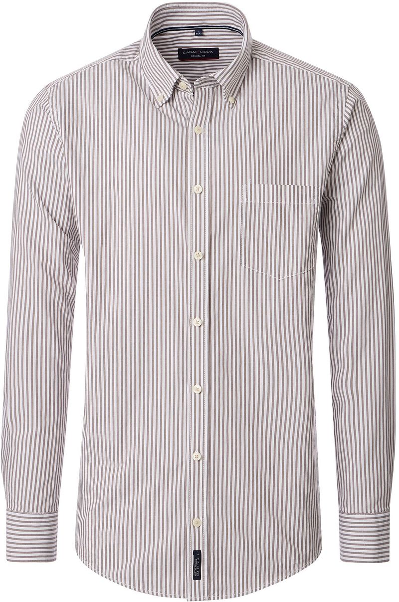 Casa Moda Overhemd Strepen Bruin