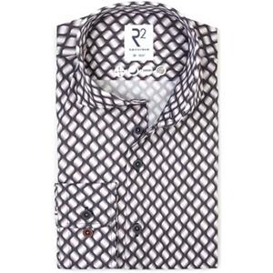 R2 Amsterdam Overhemd Lange Mouw  R2 Overhemd Twill Leave Print Multicolour