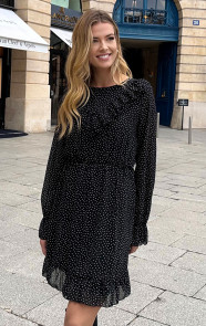 The Musthaves Ruffle Polkadot Print Jurk Zwart