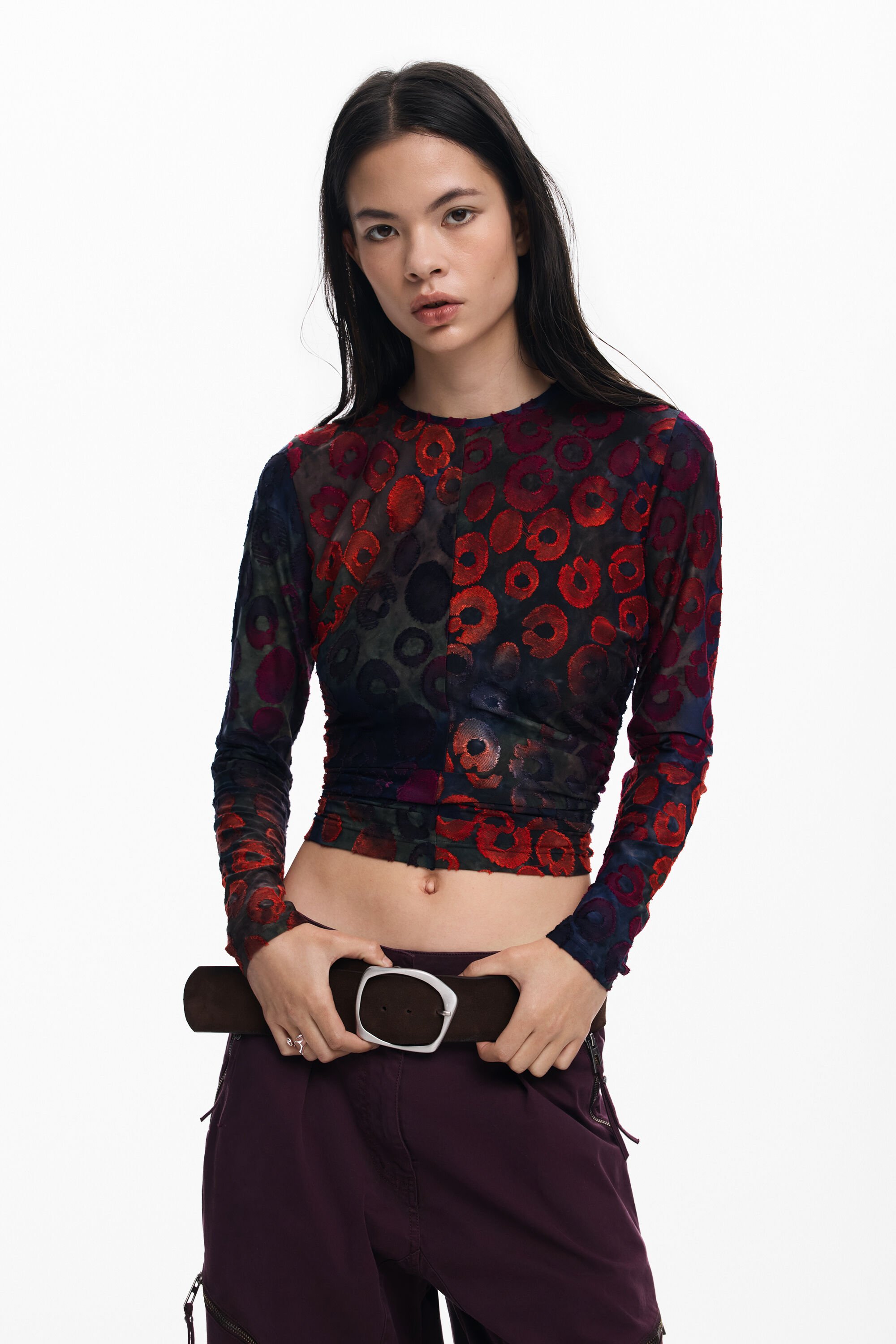 Desigual T-shirt met cirkelprint - RED