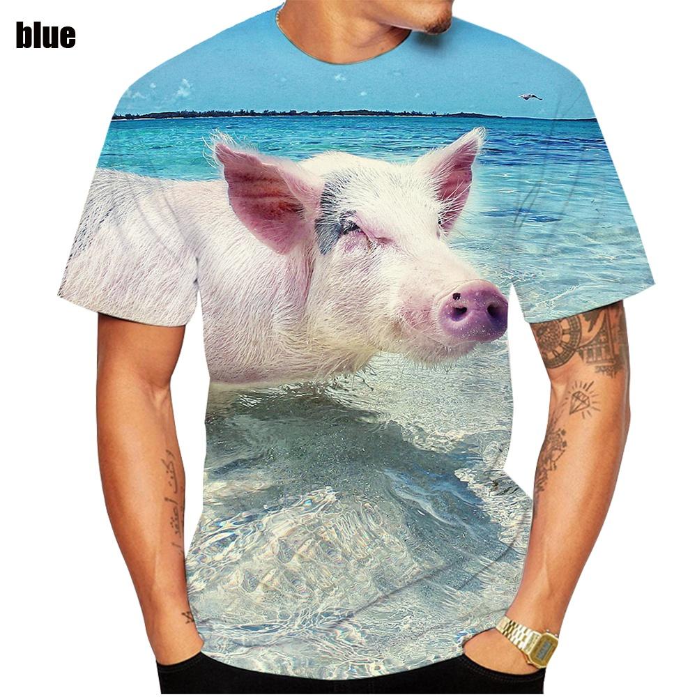ETST 03 Populaire nieuwigheid dier varken 3D-printen T-shirt grappig varken casual zomer T-shirt XS-5XL S