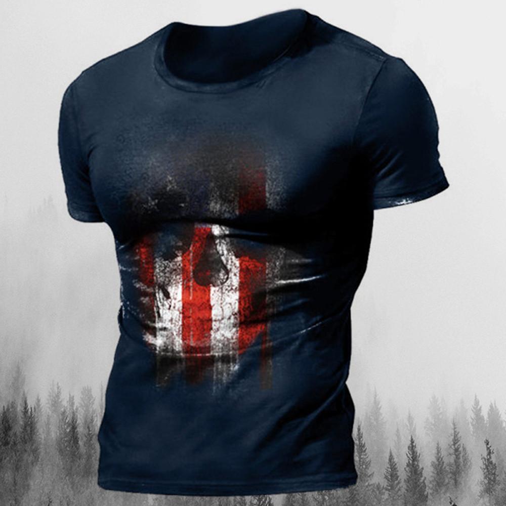 Transmission of love Mannen T-shirts Zomer 3d Vintage Horror Schedel Top Hip Hop Rock Streetwear O-hals Korte Mouw Tee Oversized T-shirt Mannelijke kleding M