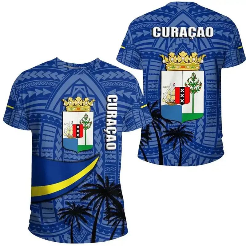 Laoxu Curacao Republic T-shirt Zomer Heren Curacao Vlag T-shirts 2024 Straat Sportkleding Heren Dames Gym Tops Korte Mouw T-shirts Kleding L
