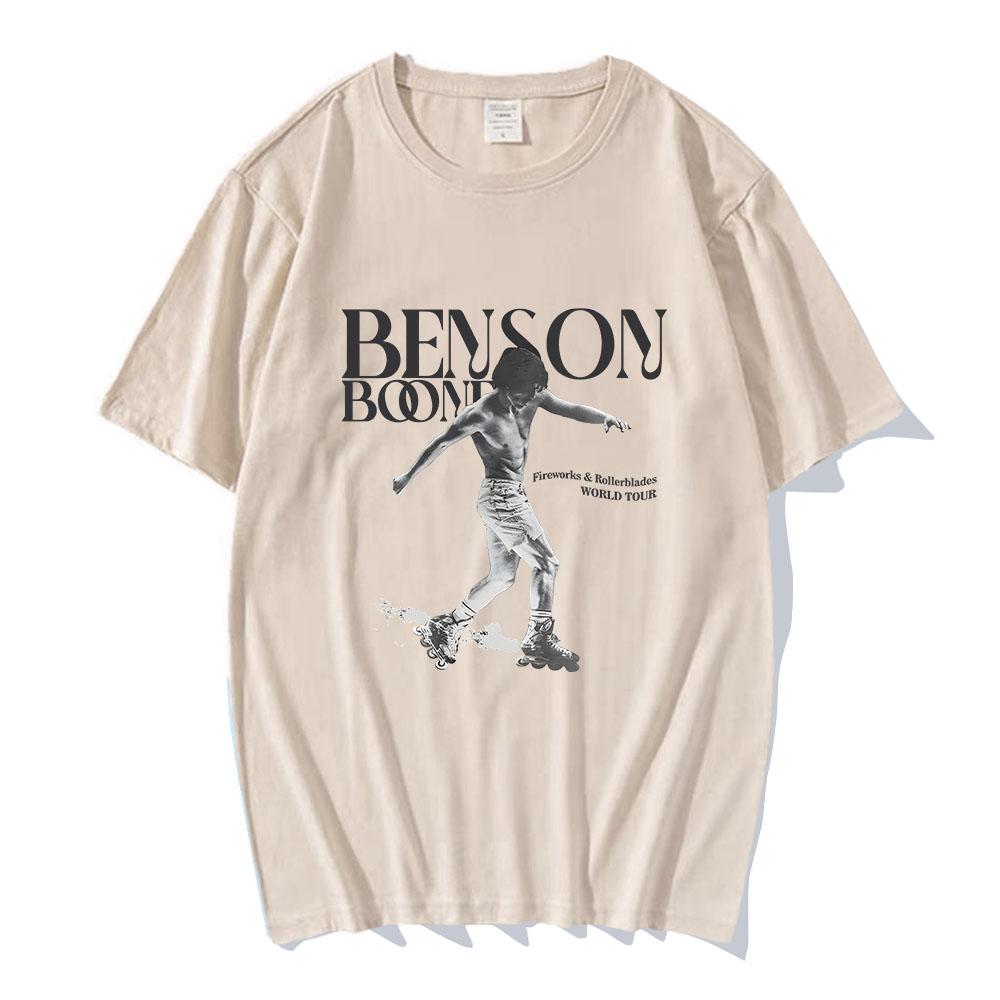 Planet clothing wholesale 2024 Tour Singer Benson Boone T-shirts Album Fireworks and Rollerblades Graphic Tees Summer Cotton Short Sleeve Tshirts Men Tees S