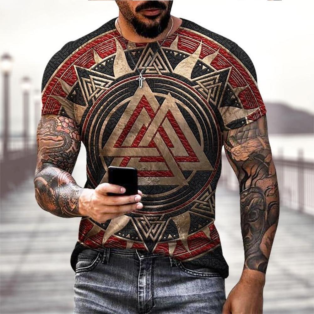 Transmission of love Viking Tattoo 3D Printing T-shirt Herenmode Straat Korte Mouw Tops Dames Zomer Pullover Oversized Tees Meerdere Opties L