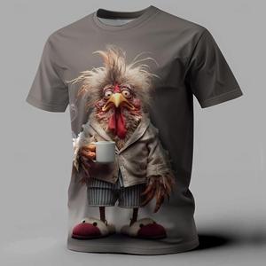 Chaokebang Grappige heren T-shirt Animal Chicken 3D Print Korte mouwen T-shirts Oversized T-shirts voor herenkleding Zomer Street Casual T-shirt 6XL