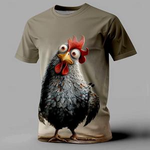 Chaokebang Grappige heren T-shirt Animal Chicken 3D Print Korte mouwen T-shirts Oversized T-shirts voor herenkleding Zomer Street Casual T-shirt 2XL