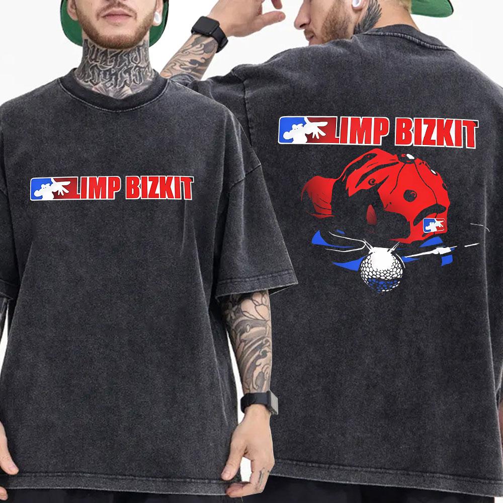 ZheXiong TEE Vintage Washed Rock Band Limp Bizkit T-shirt Men Women Clothing Fashion Hip Hop Gothic Oversized Short Sleeve T Shirt Streetwear L