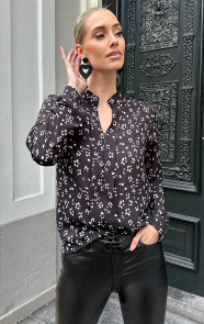 Jurkjes Bloemen Blouse Faye Zwart Wit