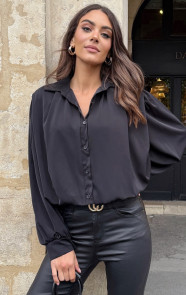 Jurkjes Longsleeve Crop Blouse Zwart