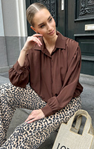 Jurkjes Longsleeve Crop Blouse Choco